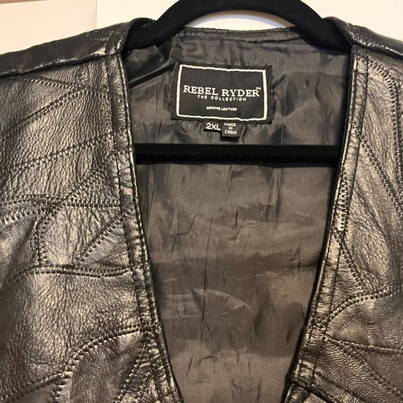 Rebel Ryder Black Leather Biker Vest – “Born to Be Wild” – Unisex XXL - Picture 4 of 9